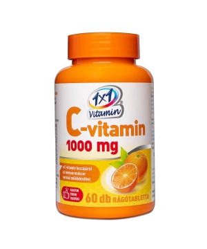 1×1 Vitamin C-vitamin 1000 mg narancs ízű étrend-kiegészítő rágótabletta édesítőszerrel 60 db