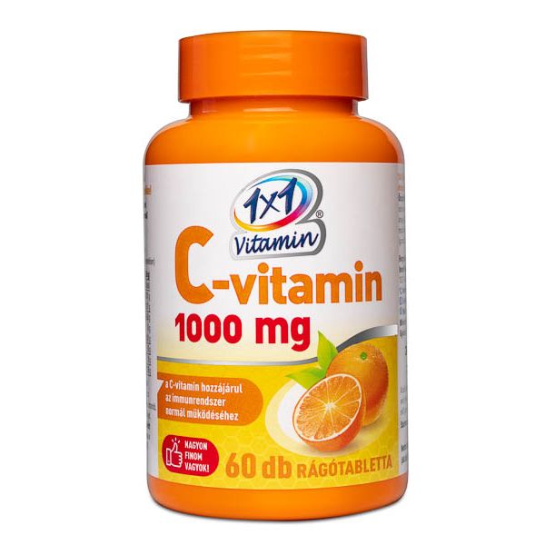 1×1 Vitamin C-vitamin 1000 mg narancs ízű étrend-kiegészítő rágótabletta édesítőszerrel 60 db