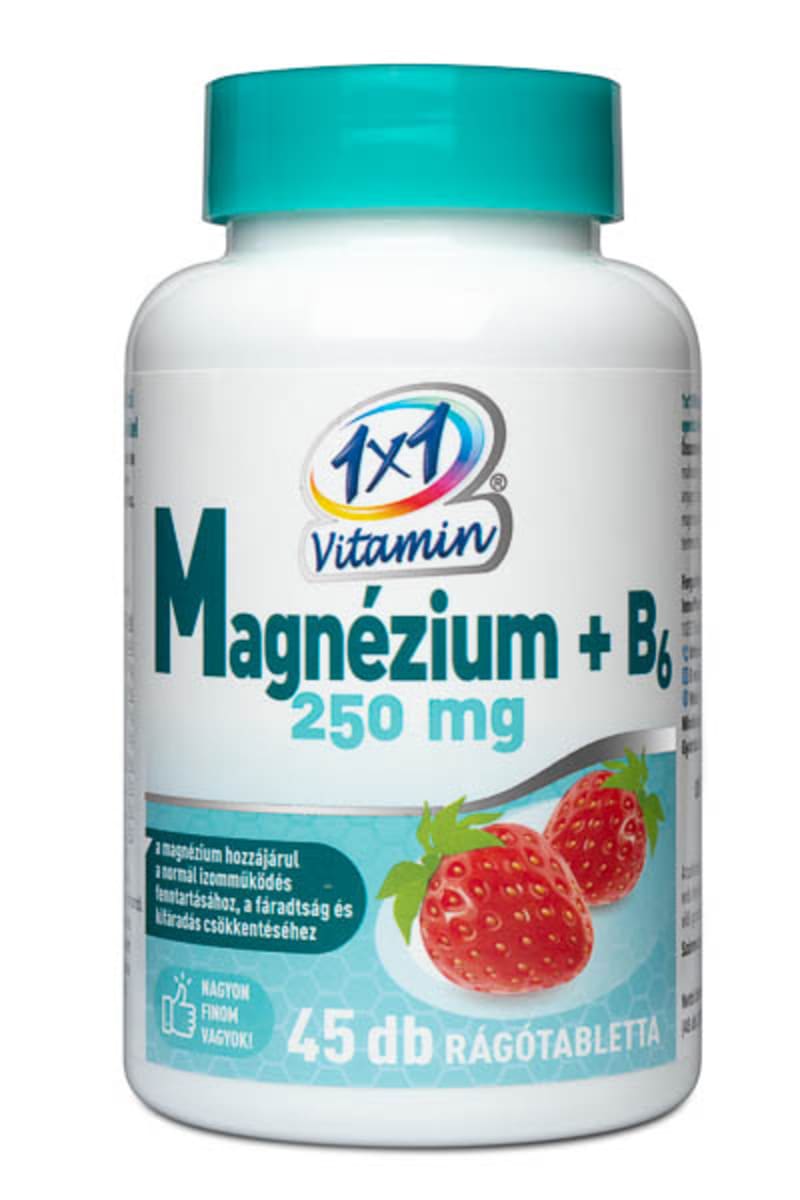 1x1 vitaday magnézium+b6 250mg rágótabletta epres 45 db