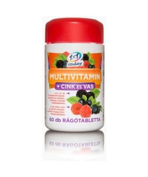 1x1 vitaday multivitamin+cink+vas rágótabletta 60 db