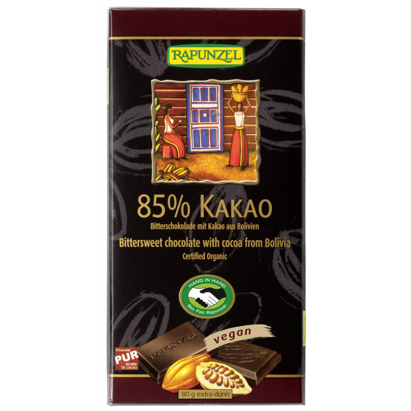 Rapunzel bio keserűcsokoládé 85% 80 g