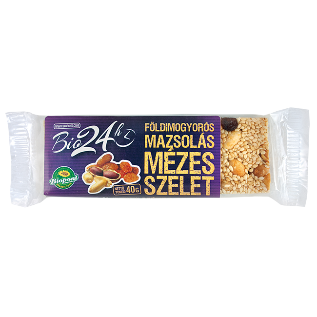 Biopont bio mézes szelet földimogyorós-mazsolás 40 g