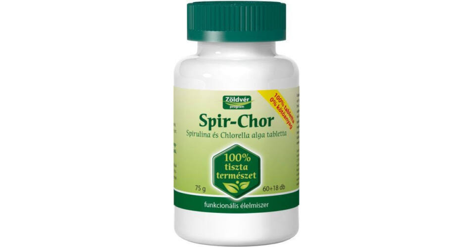 Zöldvér spir-chor alga tabletta 100% 60+18db 78 db