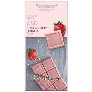 Benjamissimio bio vegán fehér csokoládé eper puffasztott quinoa 70 g