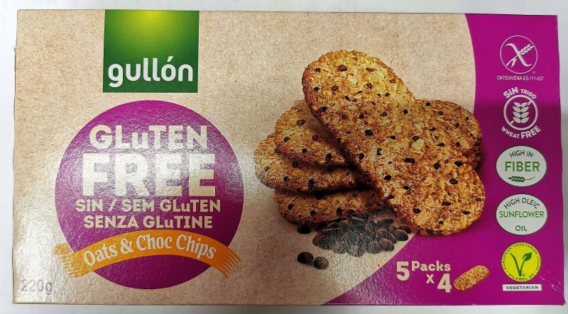 Gullón gluténmentes zab-csokoládé keksz 220 g