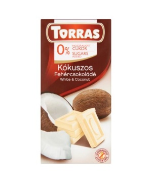 Torras glutén-és cukormentes fehércsokoládé kókusz 75 g