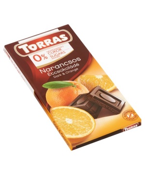 Torras gluténmentes étcsokoládé narancs cukor nélkül 75 g