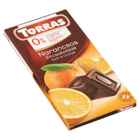 Torras gluténmentes étcsokoládé narancs cukor nélkül 75 g