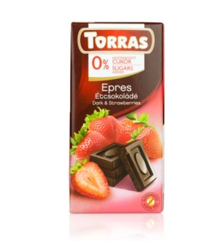 Torras gluténmentes étcsokoládé eper cukor nélkül 75 g