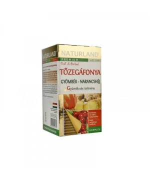 Naturland gyümölcstea tőzegáfonya-gyömbér narancshéj 20x2g 40 g