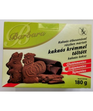 Barbara gluténmentes kakaós keksz kakaós tölt. étbevonatos 180 g