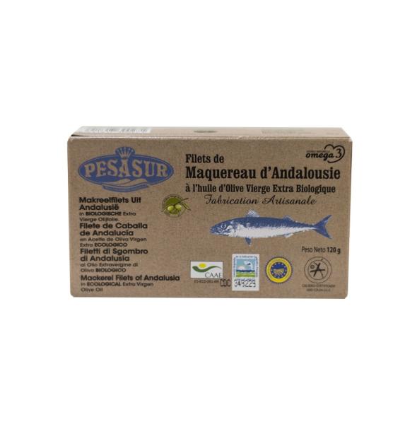 Makréla filé bio extraszuz oliva olajban dobozban 120 g