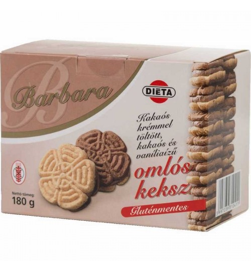 Barbara gluténmentes kakaókrémmel töltött omlós keksz 160 g