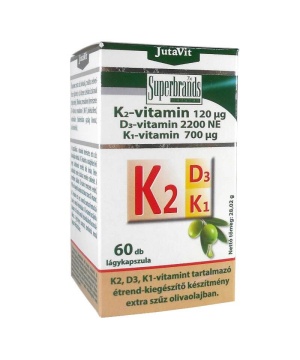 Jutavit K2 (120µg) + D3 (2200NE) + K1 (700µg) vitamin lágyzselatin kapszula 60 db
