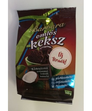 Barbara gluténmentes kókuszkrémmel töltött omlós keksz 160 g