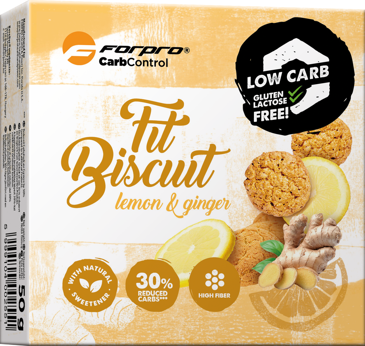 Forpro fit biscuit citromos-gyömbéres keksz édesítőszerrel 50 g