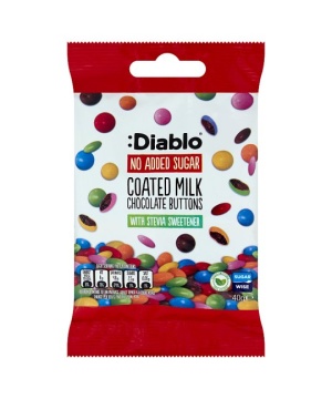 Diablo drazsé tejcsokoládés cukorbevonattal hozzáadott cukor nélkül 40 g