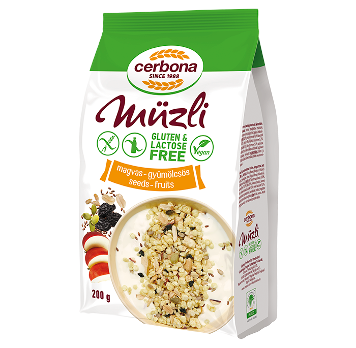 Cerbona gluténmentes magvas-gyümölcsös müzli 200 g