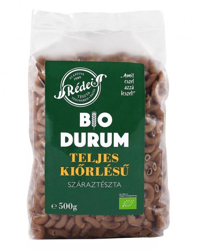 Rédei bio tészta durum szarvacska teljes kiőrlésű 500 g