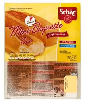 Schar gluténmentes mini bagett elosütött 2x75g 150 g