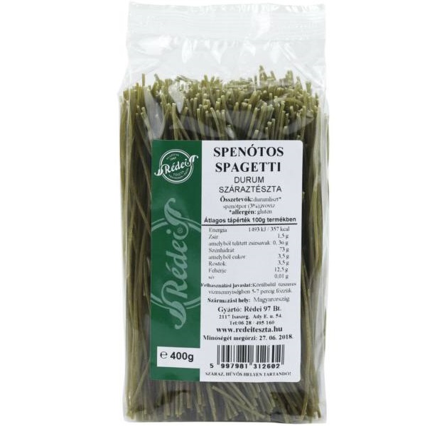 Rédei tészta durum spenótos spagetti 400 g