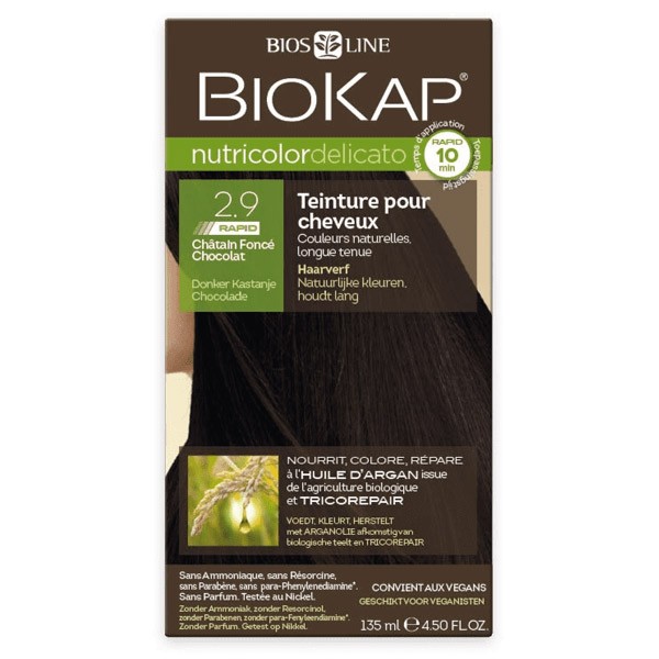 Biokap nutricolor rapid tartós hajfesték nr 2.9 dark chestnut chocolate 135 ml