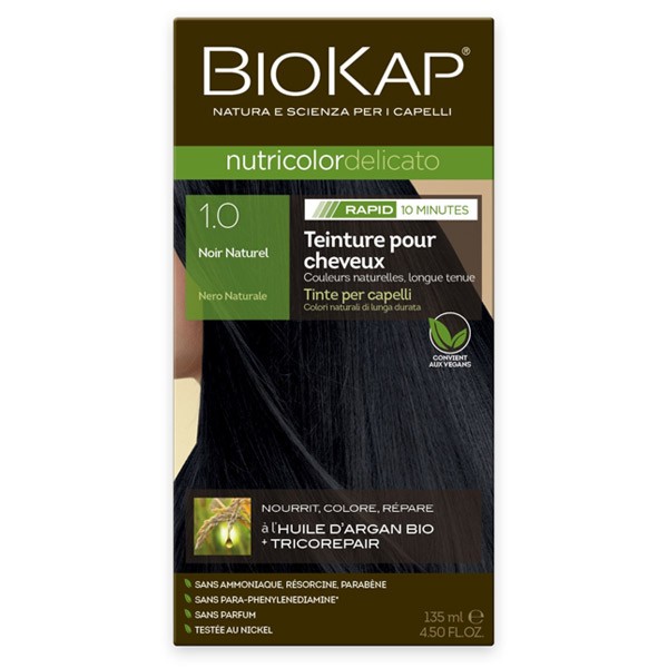 Biokap nutricolor rapid tartós hajfesték nr 1.0 natural black 135 ml