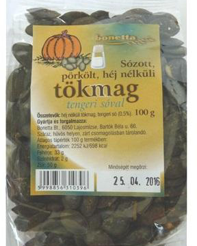 Bonetta héjnélküli tökmag pörkölt sózott 100 g