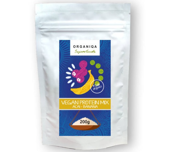 Organiqa 100% bio vegán fehérje mix acai-banán 200 g