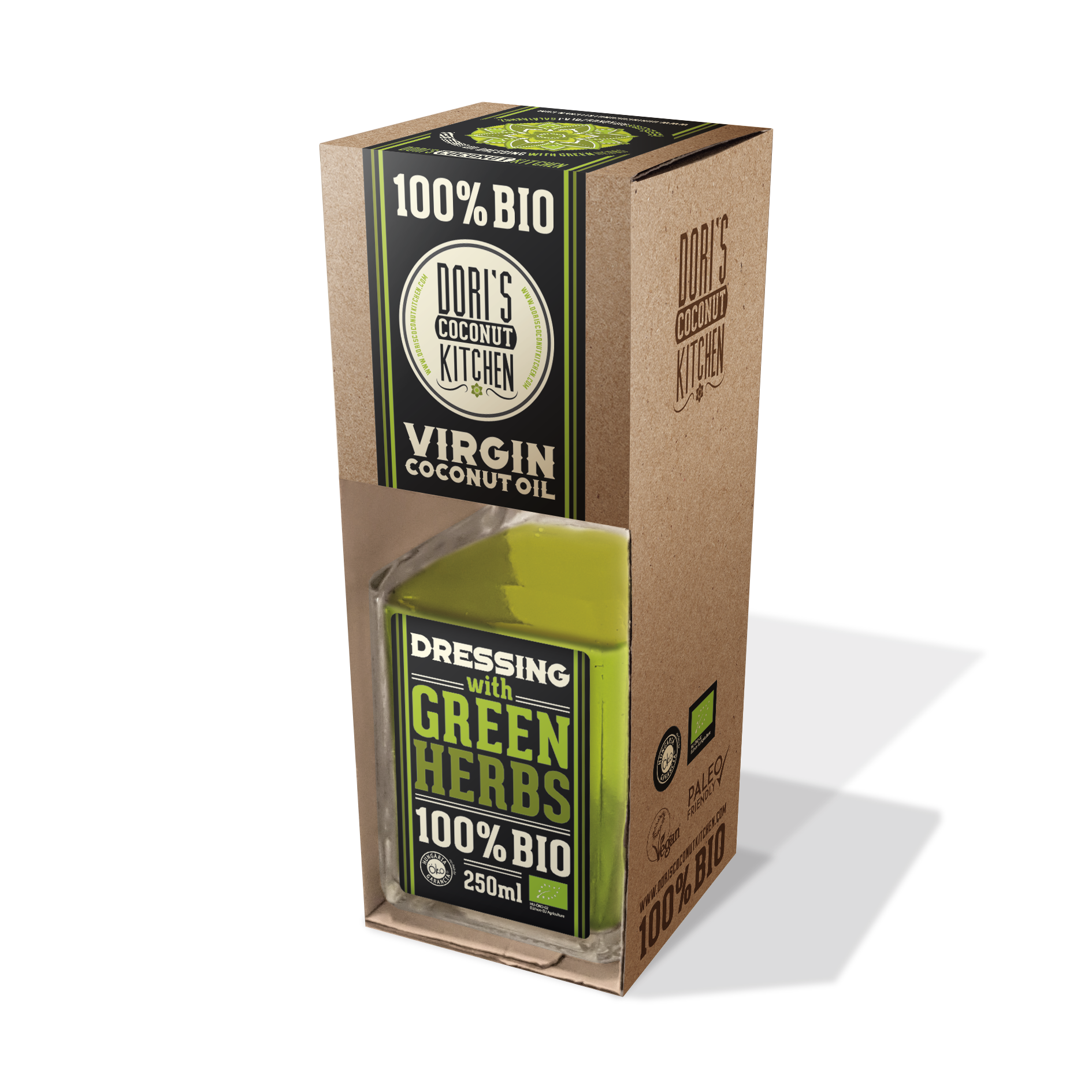 Doris coconut kitchen - zöldfűszeres bio kókuszolaj saláták 250 ml