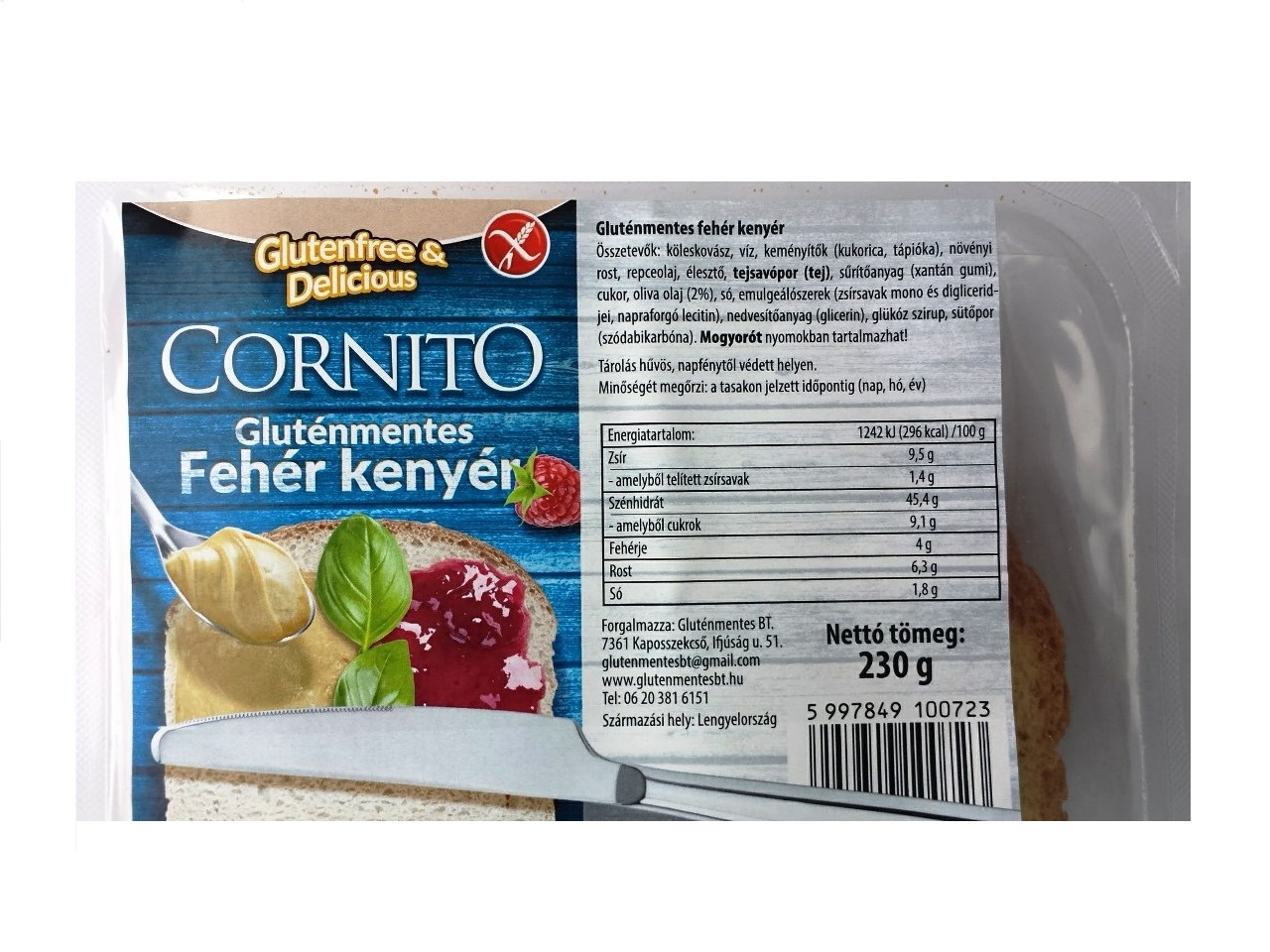 Cornito gluténmentes kenyér fehér 230 g