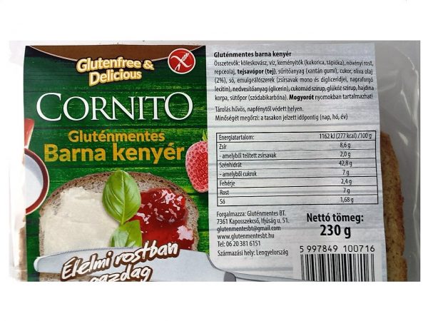Cornito gluténmentes kenyér barna 230 g