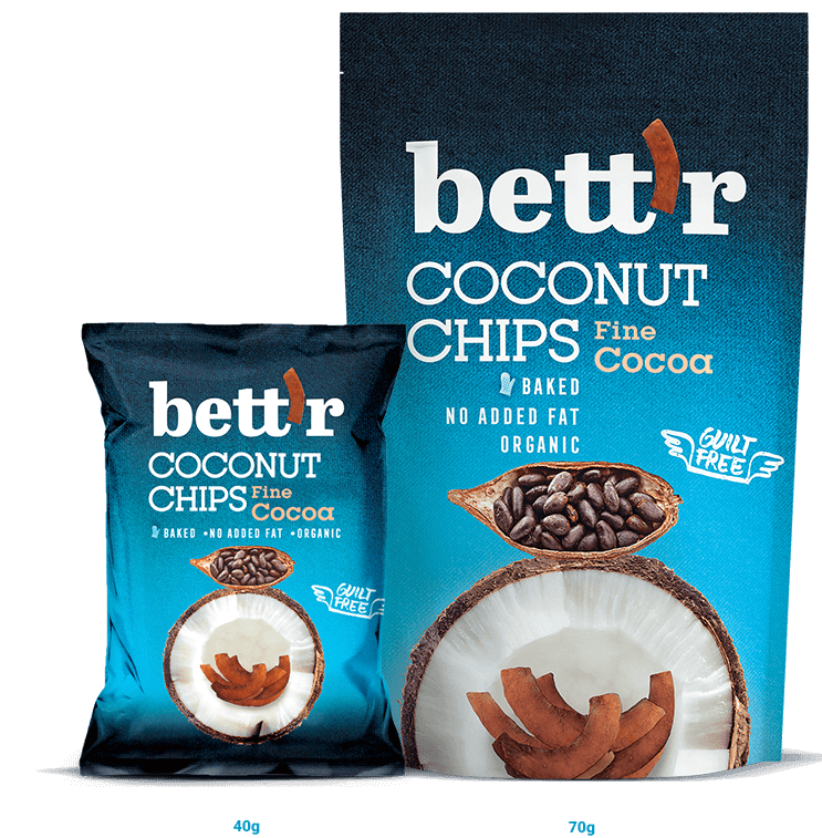 Bettr bio kókuszchips kakaós 70 g