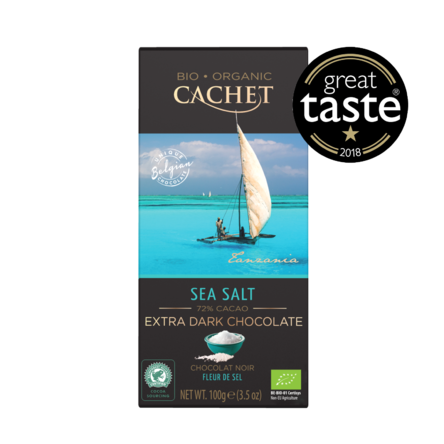 Cachet bio táblás étcsokoládé sós 72% 100 g