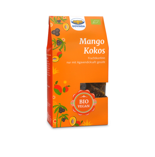 Govinda bio mangó-kókusz kocka 60% mangó tartalommal 120 g