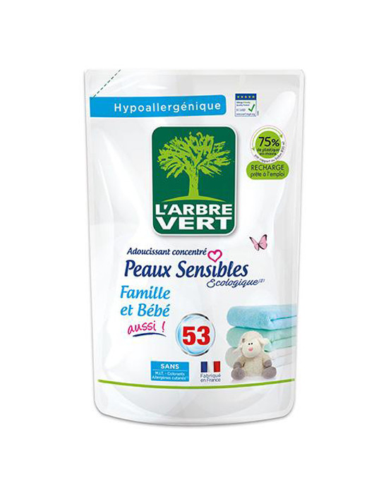 Larbre Vert textilöblítő érzékeny bőrre családbarát utántöltő 800 ml 53 adag