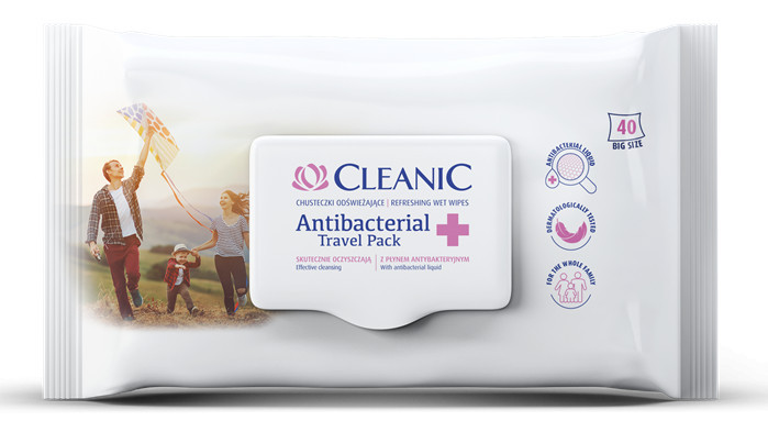 Cleanic antibakteriális nedvesített frissítő törlőkendő családi kiszerelés 40 db