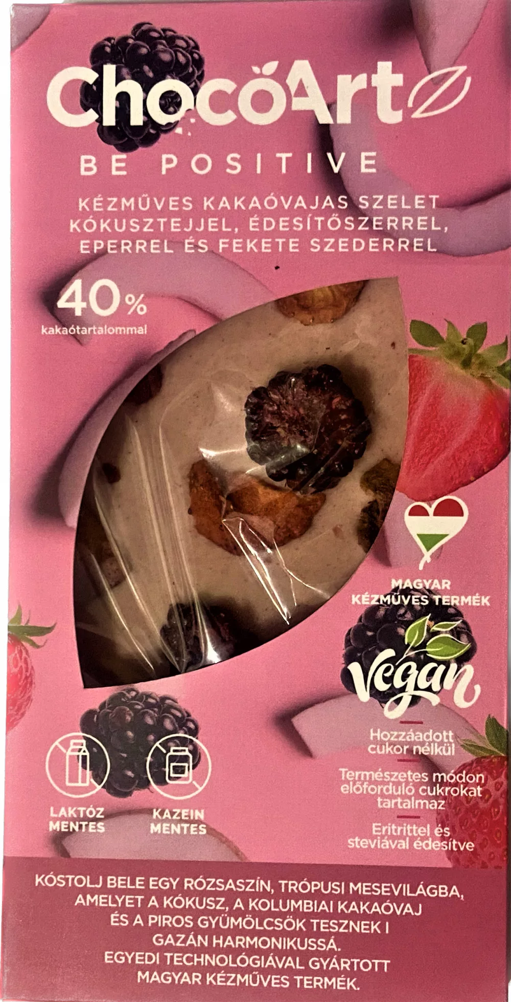 Chocoartz be positive rózsaszín kakaóvajas szelet 70 g