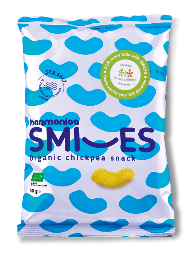 Harmonica bio smiles csicseriborsó snack tengeri sóval 50 g