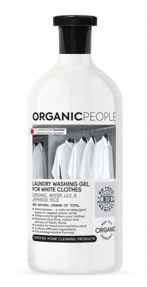 Organic People öko mosógél fehér ruhákhoz bio vízililiommal és japán rizzsel 1000 ml