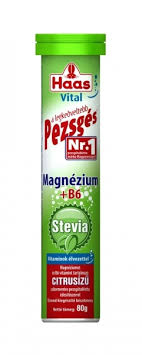 Haas pezsgotabletta stevia mg+b6 80 g