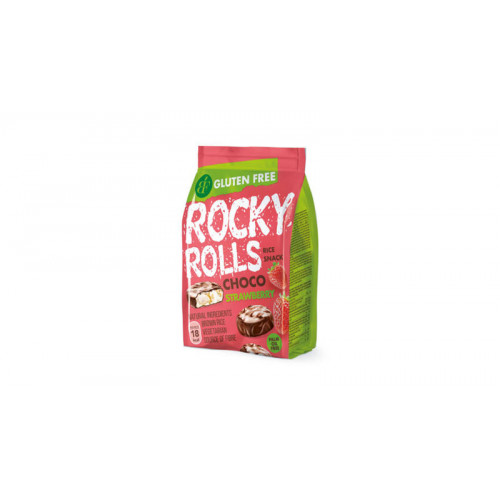Rocky Rolls eper ízu puffasztott rizs korong csoki bevonat 70 g