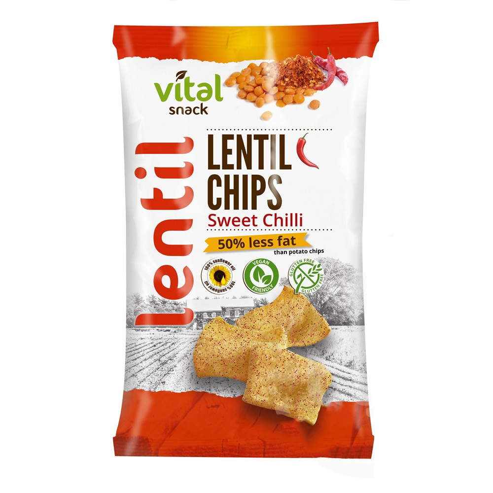 Vital lencse chips édes chili 65 g