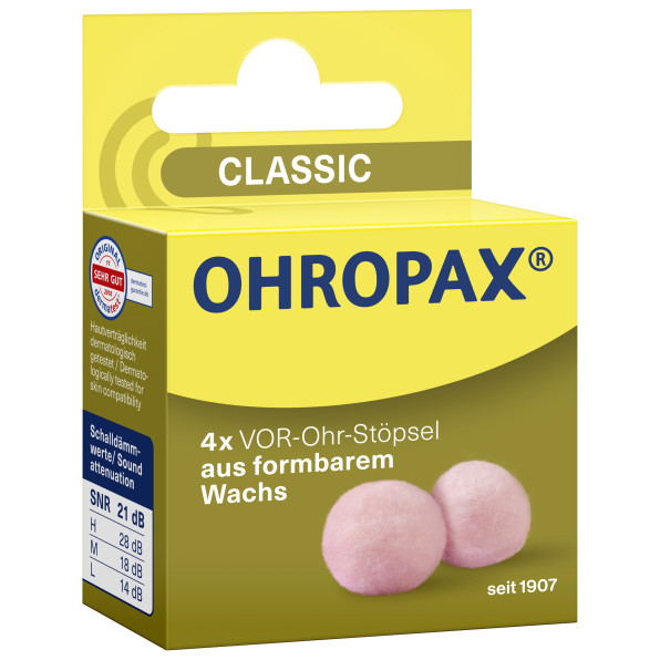 Ohropax Classic 4db (2 pár) füldugó lágy viaszból