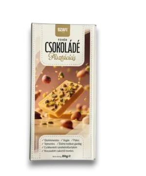 Szafi Life Fehércsokoládé pisztáciával 80g (gluténmentes)