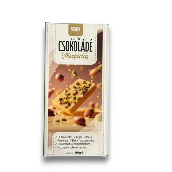 Szafi Life Fehércsokoládé pisztáciával 80g (gluténmentes)