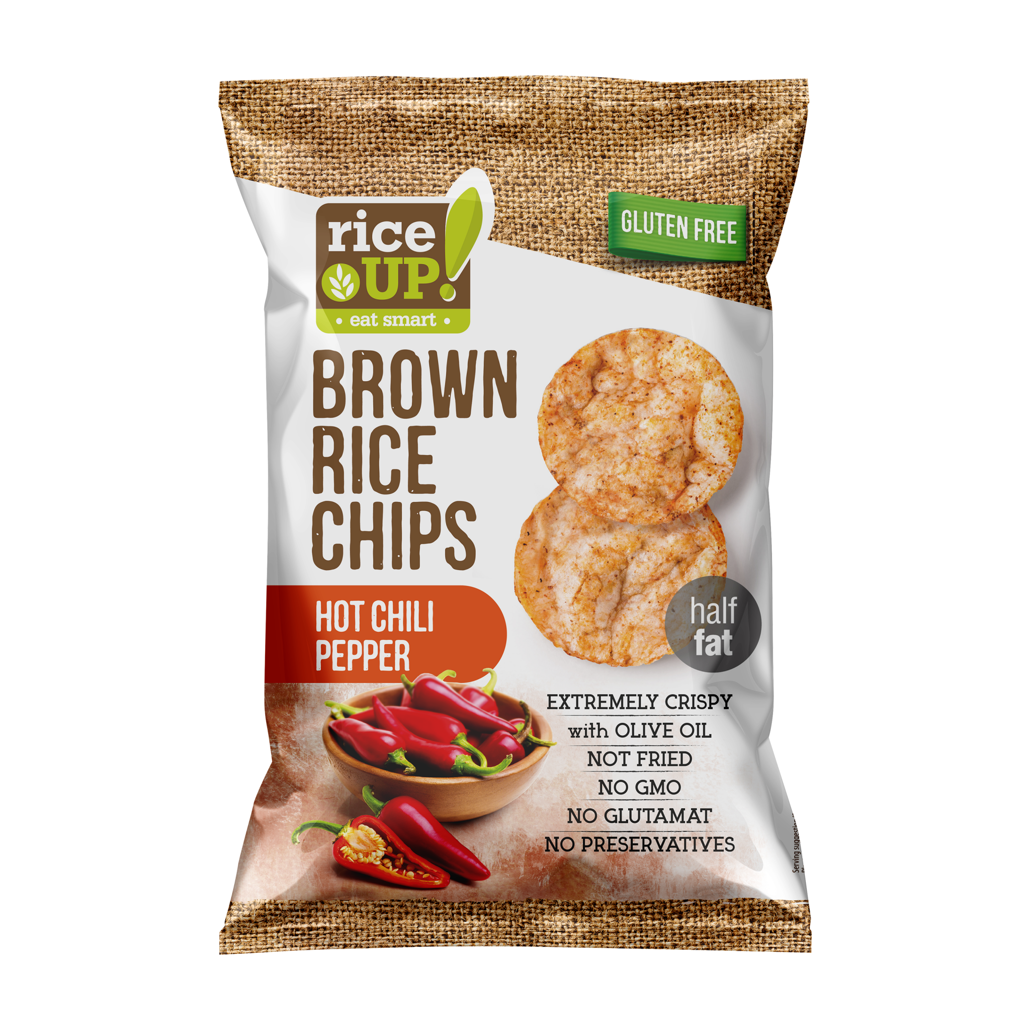 Rice Up barna rizs chips csípos chili ízu 60 g