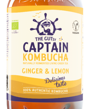 Captain combucha fermentált bio zöld tea ital éloflórával gyömbéres-citromos 400 ml