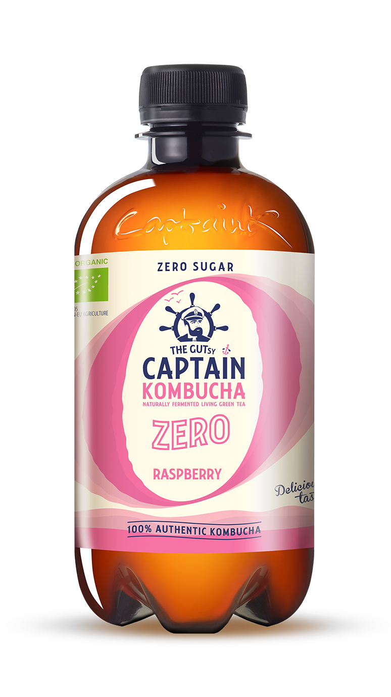 Captain bio kombucha ital zero málna ízű 400 ml